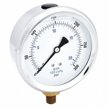 PIC GAUGES H8400 Pressure Gauge Liquid 4 in 300 psi, 20TV52