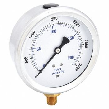 PIC GAUGES H8400 Pressure Gauge Liquid 4 in 3000 psi, 20TV59