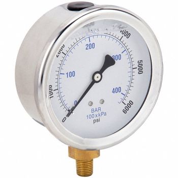 PIC GAUGES H8400 Pressure Gauge Liquid 4 in 6000 psi, 20TV61