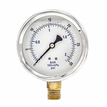 PIC GAUGES H8403 Pressure Gauge Liquid 4 in 30 psi, 20TV66