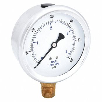 PIC GAUGES H8403 Pressure Gauge Liquid 4 in 60 psi, 20TV70