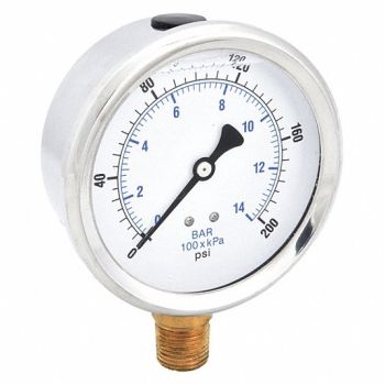 PIC GAUGES H8403 Pressure Gauge Liquid 4 in 200 psi, 20TV73