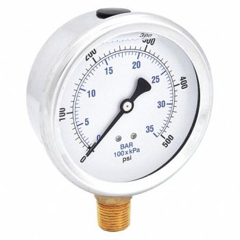 PIC GAUGES H8403 Pressure Gauge Liquid 4 in 500 psi, 20TV76
