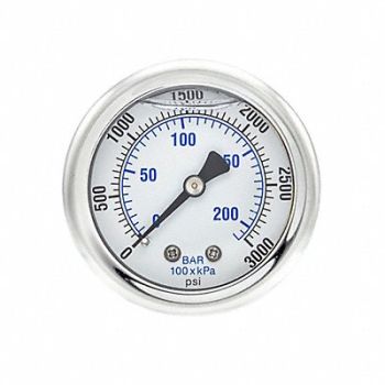 PIC GAUGES Pressure Gauge 1/8 in NPT 2 in, 20TW23