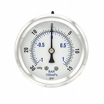PIC GAUGES Compound Gauge 1/4 NPT 30 HgVac to 15psi, 20TW28