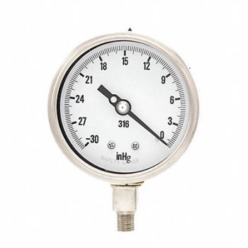 PIC GAUGES H8415 Vacuum Gauge Heavy Duty 4 in 30-0 HgVac, 20TX09
