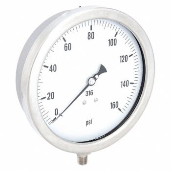 PIC GAUGES H8414 Pressure Gauge Heavy Duty 6 in 160 psi, 20TX65