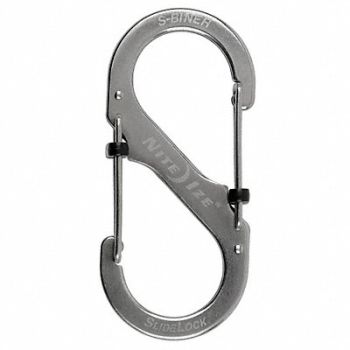NITE IZE Carabiner Clip 3-35/64 in Silver, 20UZ12