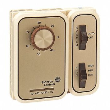JOHNSON CONTROLS Fan Coil Tstat Analog 1 Pipe 24-277V AC, 20XJ84