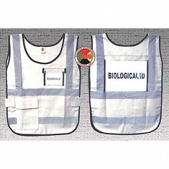 DISASTER MANAGEMENT SYSTEMS H6445 Safety Vest White Legend Insert Univsl, 20XM01