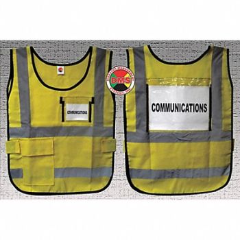 DISASTER MANAGEMENT SYSTEMS H6445 Safety Vest Yellow Legend Insert Univsl, 20XM02