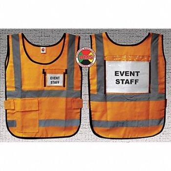 DISASTER MANAGEMENT SYSTEMS H6445 Safety Vest Orange Legend Insert Univsl, 20XM05