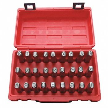 GRAINGER APPROVED Hand Stamp 1/2In Round Dotted Letter Set, 20Y501