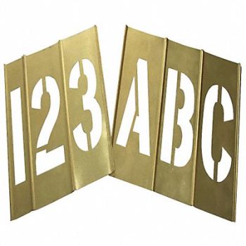 GRAINGER APPROVED STENCIL NUMB LTR KIT 6 In BRASS 92PCS, 20Y504