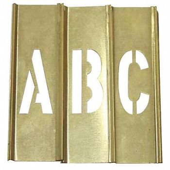 GRAINGER APPROVED Stencil Letters Kit 2 in Brass 33PCS, 20Y506