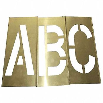 GRAINGER APPROVED Stencil Set Letters Punctuation Brass, 20Y508