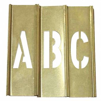 GRAINGER APPROVED Stencil Set Letters Punctuation Brass, 20Y510