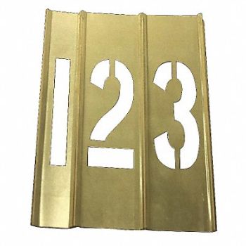 GRAINGER APPROVED Number Stencils Brass 15PCS, 20Y511