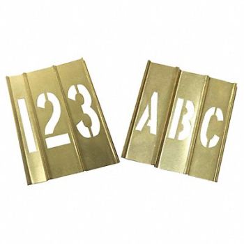 GRAINGER APPROVED Stencil Kit 46 Piece 1 In Brass, 20Y518