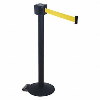 RETRACTA-BELT Barrier Post with Belt 30 ft L Yellow, 20YT94
