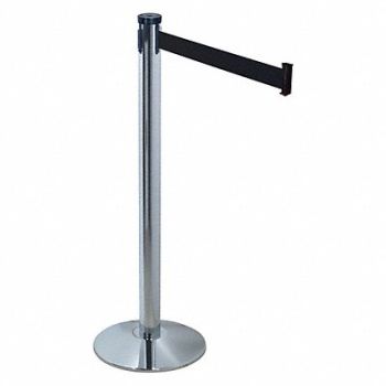 RETRACTA-BELT Barrier Post with Belt 10 ft L Black, 20YU19