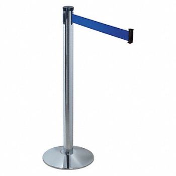 RETRACTA-BELT Barrier Post with Belt 10 ft L Blue, 20YU20