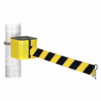 RETRACTA-BELT Warehouse Barrier 15ft Black/Yellow Belt, 20YU72