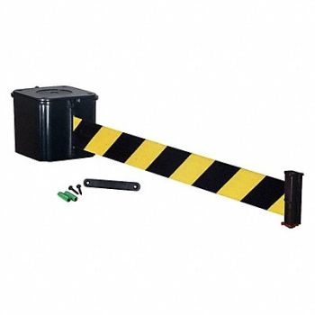 RETRACTA-BELT Wall Barrier 15ft Black/Yellow Belt, 20YU86