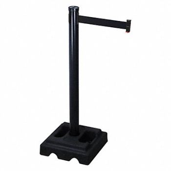 RETRACTA-BELT Barrier Post with Belt 10 ft L Black, 20YU54