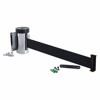 RETRACTA-BELT Wall Barrier 10ft Black Belt, 20YU98