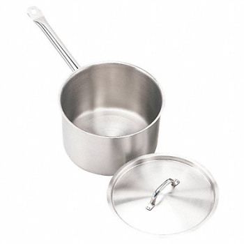 CRESTWARE Sauce Pan w/Cover 7 qt 8 in SS, 21D989