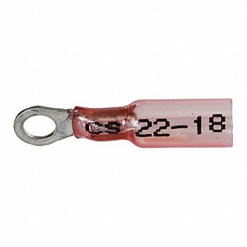 VELVAC Ring Terminal Red 22 AWG 18 AWG PK10, 21DG69