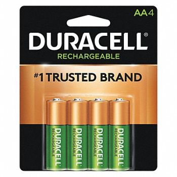 DURACELL Rechargeable Battery AA 1.2VDC PK4, 21LN85