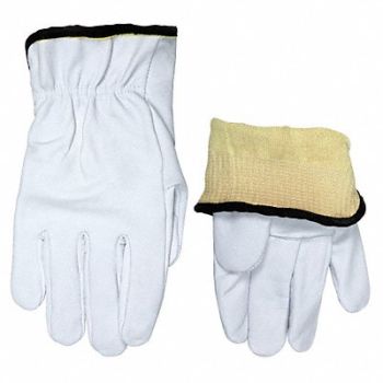 MCR SAFETY H5449 Leather Gloves White 2XL PR, 21NM45