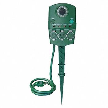POWER FIRST Dancing Ground Stake Outdoor 3 Outlet, 21RJ30