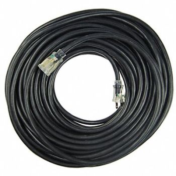 POWER FIRST Ltd Ext Crd 100ft 12Ga 15A SJTW Blk, 21RJ53