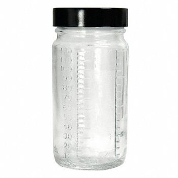 QORPAK Beaker Bottle 60mL Glass Wide PK48, 21RM94