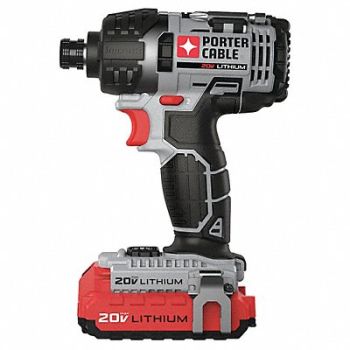 PORTER CABLE Impact Driver Kit Pistol Grip 20VDC, 21RU23