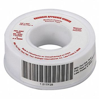 GRAINGER APPROVED Thread Sealant Tape 1/4 W White, 21TF28