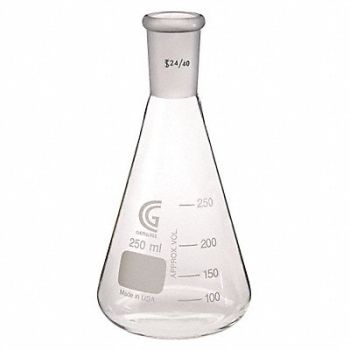 CHEMGLASS Erlenmeyer Flask 250mL Borosilicate, 21UC13