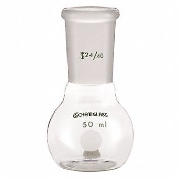 CHEMGLASS Flat Bottom Flask 250mL Borosilicate, 21UC69