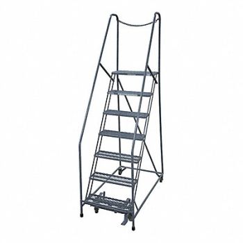 COTTERMAN Rolling Ladder Steel 100In. H. Gray, 21UT57