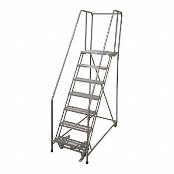 COTTERMAN Rolling Ladder Steel 100In. H. Gray, 21UW85
