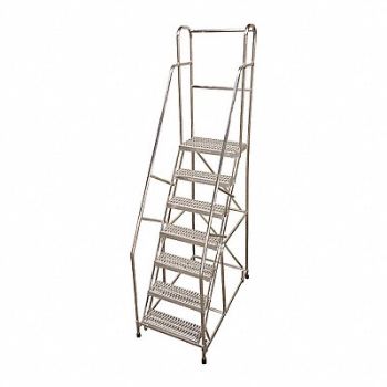 COTTERMAN Rolling Ladder Steel 100In. H. Gray, 21VE84