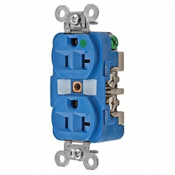 HUBBELL Receptacle Duplex 20A 5-20R 125V Blue, 21VL11