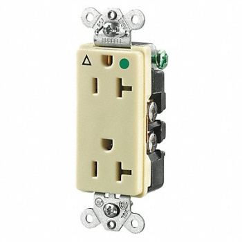 HUBBELL Receptacle Deco 20A 5-20R 125V Ivory, 21VL16