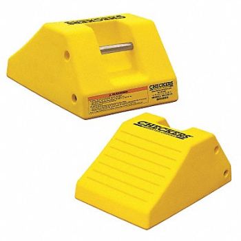 CHECKERS Wheel Chock 10-19/32In H Urethane Yellow, 21ZF82