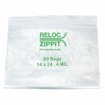 RELOC ZIPPIT Clear Reclosable Bags 4mil 14 x14 PK250, 227X36