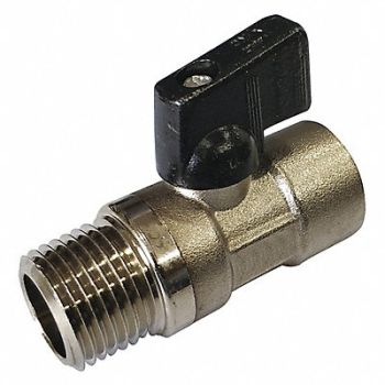 GRAINGER APPROVED Mini Ball Valve 1/2 FNPT x MNPT Brass, 22FT09