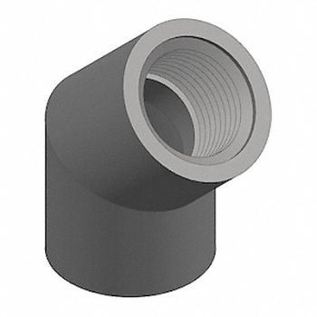 GRAINGER APPROVED 45 Elbow 3/8 in Schedule 80 FNPT Gray, 22JY49